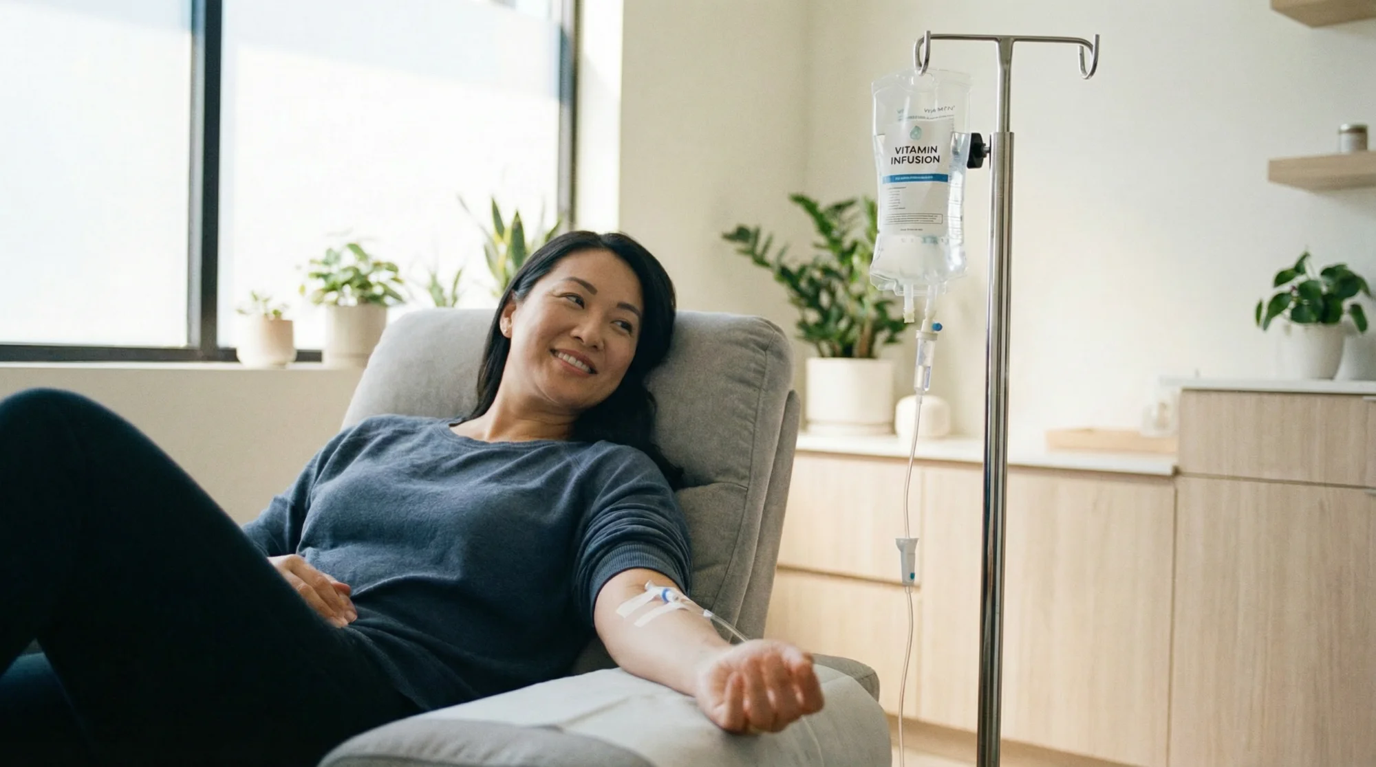 Patient receiving IV vitamin infusion therapy